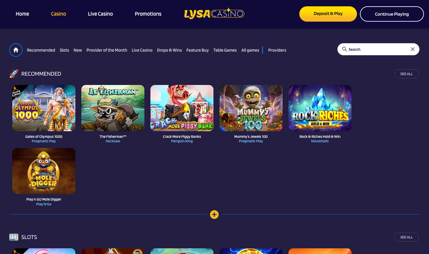 Lysa Casino screenshot