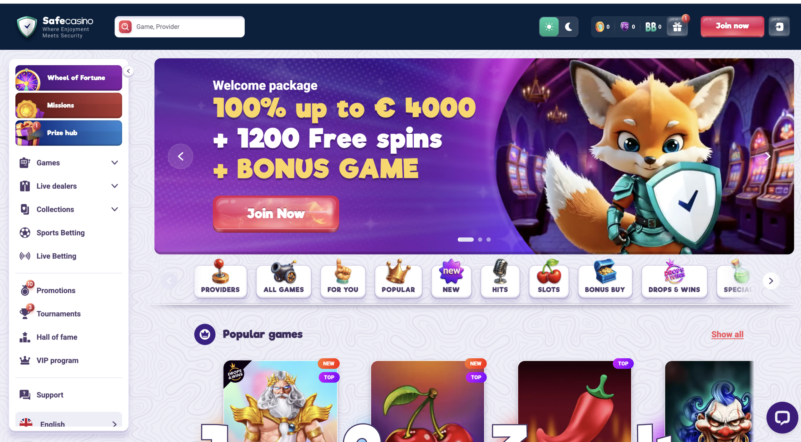Safe Casino screenshot